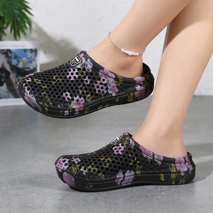 Women's Floral Print Ventilated Clog Slides
