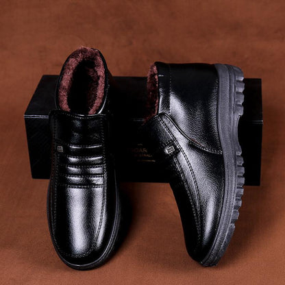 Men’s Warm-Lined Casual Leather-Look Winter Shoes
