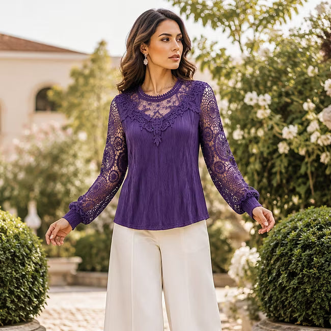 Women’s Lace Detail Textured Blouse