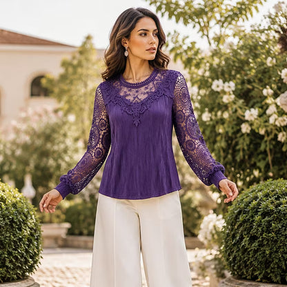 Women’s Lace Detail Textured Blouse