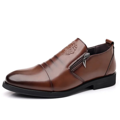 Italian Hand-Embossed Zipper Leather-Look Shoes
