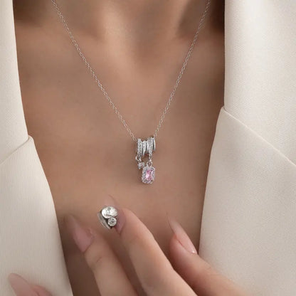 Women's Faceted Pink Drop Necklace