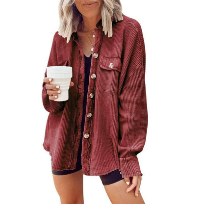 Women’s Waffle Knit Batwing Sleeve Oversized Jacket