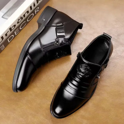 Men’s Classic Zipper Slip-On Leather-Look Shoes