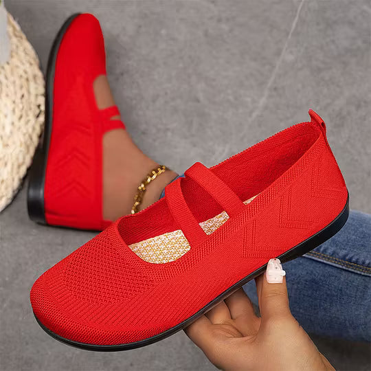 Women's Double-Strap Knitted Flats