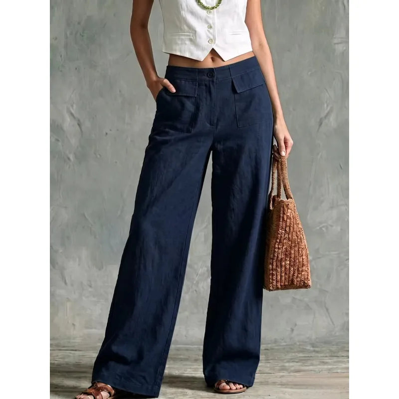 Women’s Cotton and Linen Wide-Leg Trousers