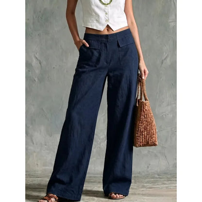 Women’s Cotton and Linen Wide-Leg Trousers