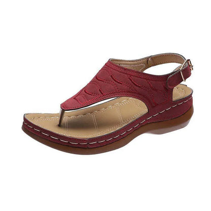 Embroidered Wedge Sandals
