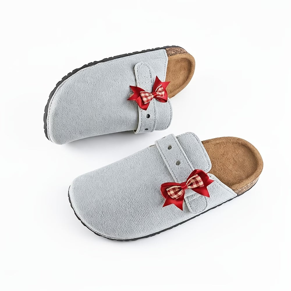 Women's Bow Detail Wide Toe Mules