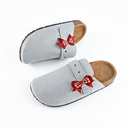 Women's Bow Detail Wide Toe Mules