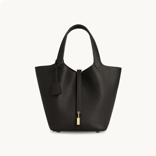 Women’s Padlock Strap Bucket Tote Bag