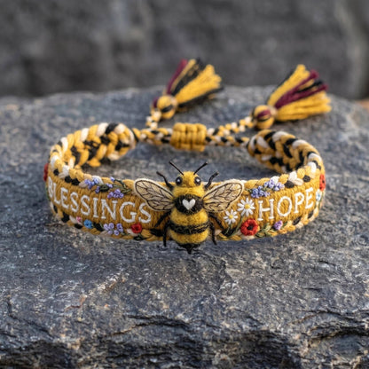 Bee Embroidered Woven Bracelet
