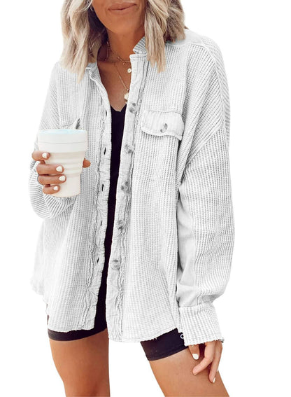 Women’s Waffle Knit Batwing Sleeve Oversized Jacket