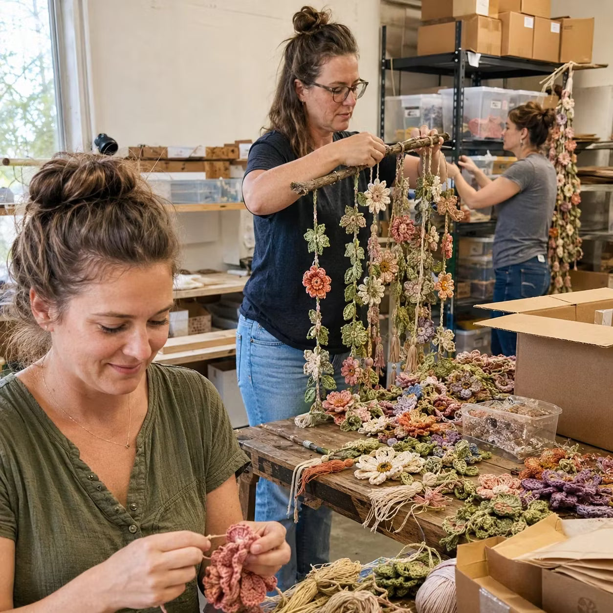 Boho Crochet Flower Wall Hanging