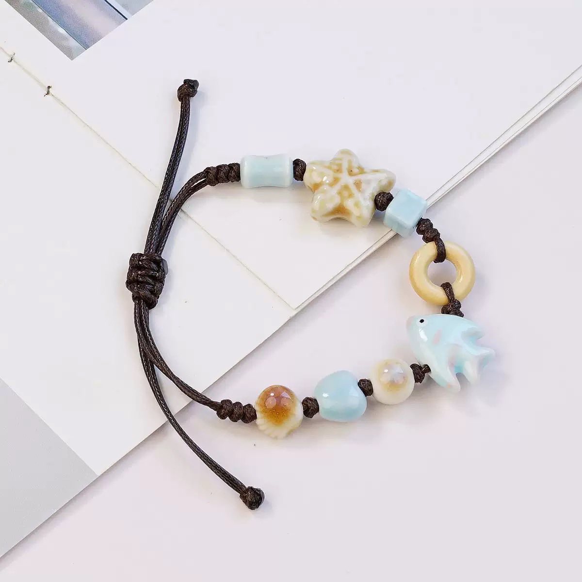 Women’s Boho Adjustable Ceramic Bead Bracelet