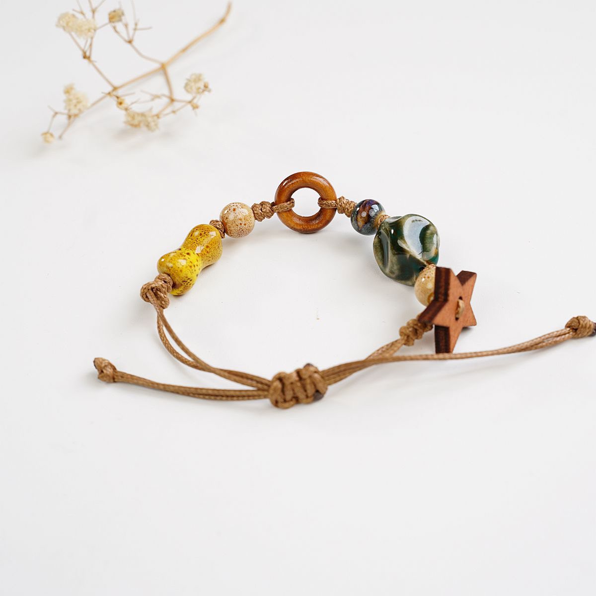 Women’s Boho Adjustable Ceramic Bead Bracelet