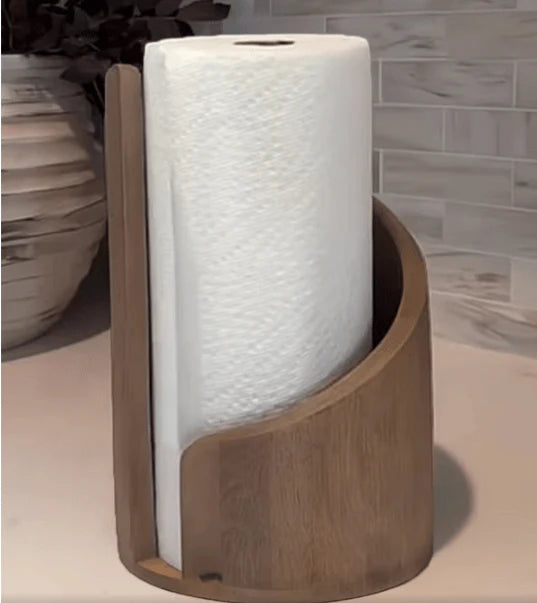 Wooden Toilet Roll Holder Stand with Curved Base