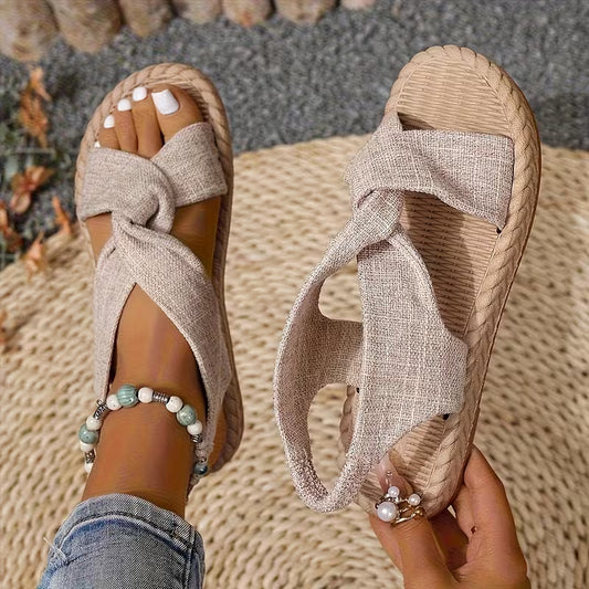 Women's Woven Cross-Strap Flat Sandals