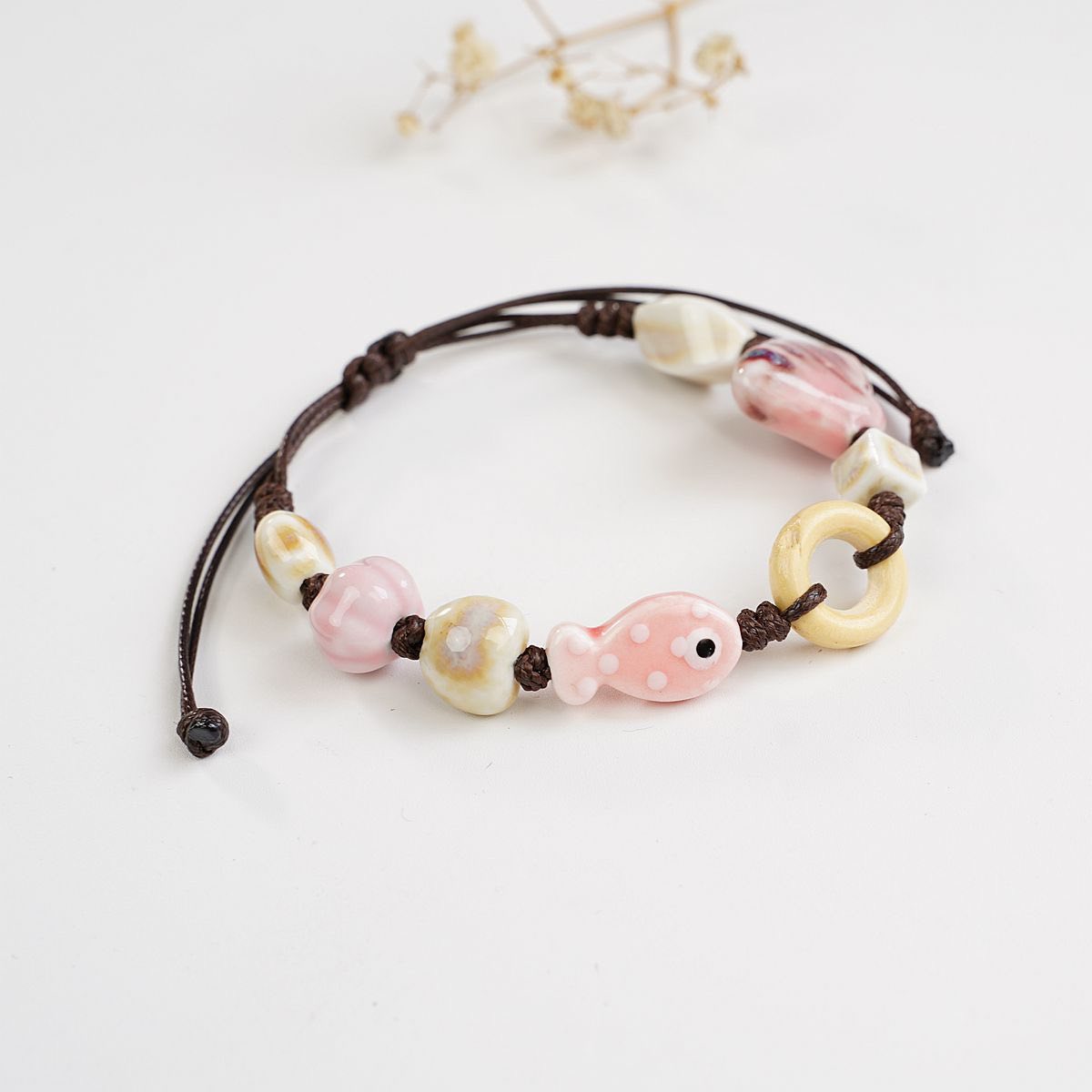 Women’s Boho Adjustable Ceramic Bead Bracelet