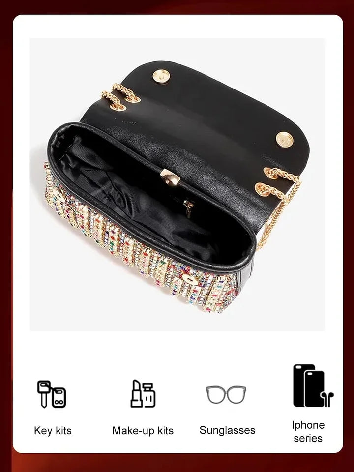 Lightweight Multicolour Crystal Evening Clutch Bag