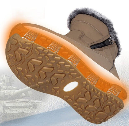 Men’s Easy-Zip Fur-Lined Waterproof Puffer Snow Boots