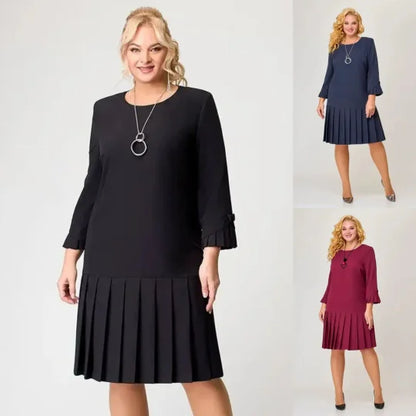 Women's Timeless Solid Colour Pleated Hem Dress