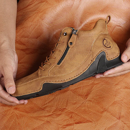 Men’s Wide-Toe Waterproof Leather-Look Slip-On Boots