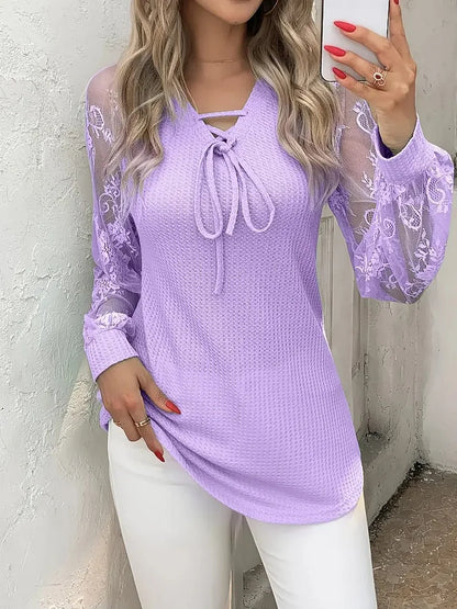 Women’s Elowen Lace-Sleeve Knit Blouse