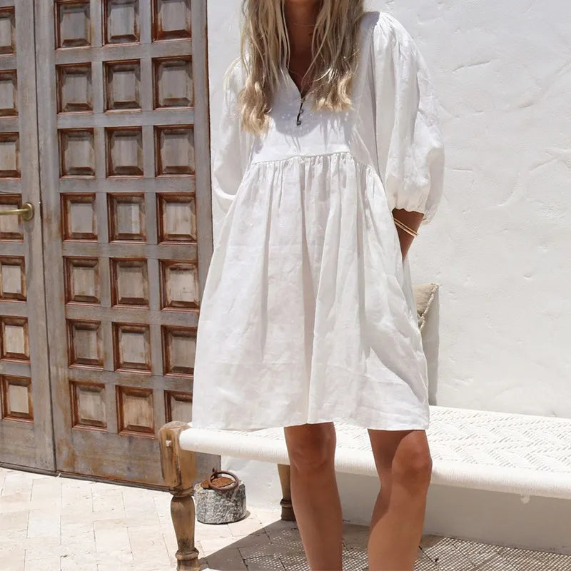 Women's Relaxed V-Neck Mini Dress