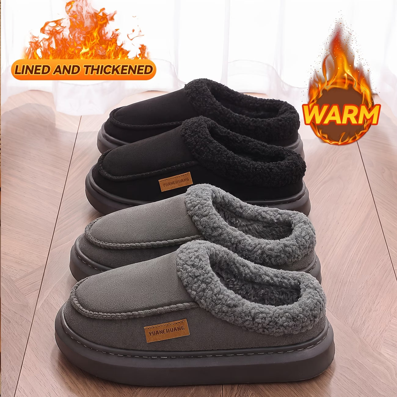 Men's Side Stitch Winter House Shoes