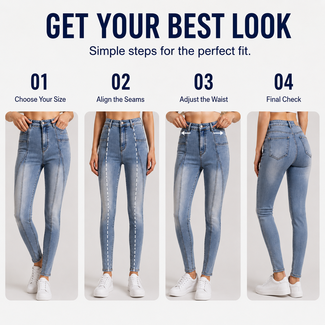 Women's High Waist Vertical Seam Skinny Jeans