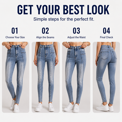 Women's High Waist Vertical Seam Skinny Jeans