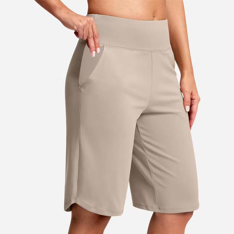 Women’s High-Waist Bermuda Active Shorts with Pockets