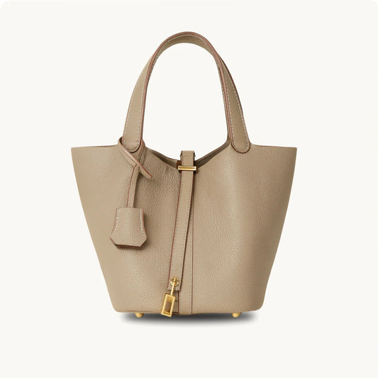 Women’s Padlock Strap Bucket Tote Bag