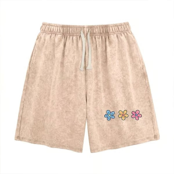 Women's Washed Floral Drawstring Shorts