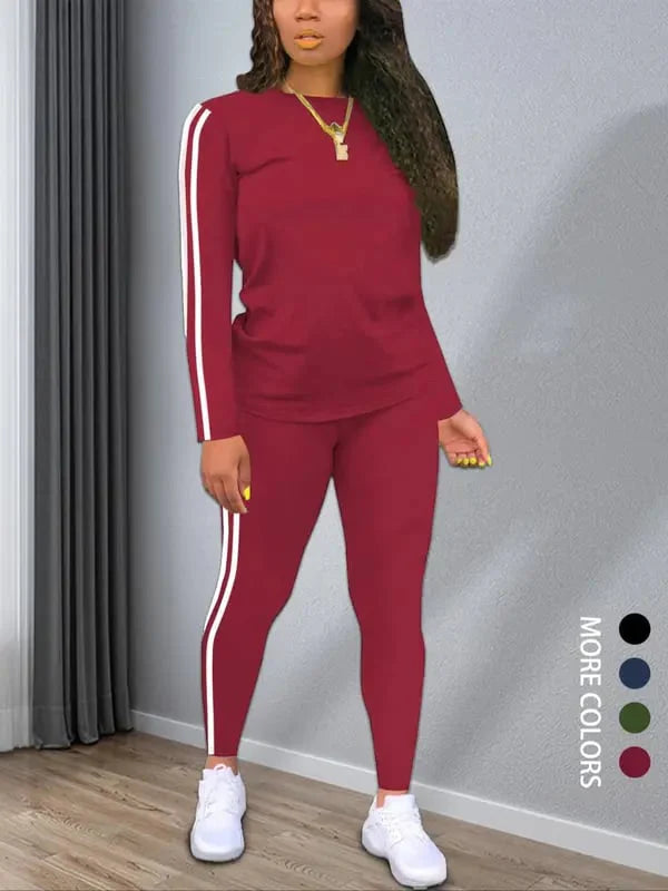 Women’s Striped Knit Long Sleeve Top & Trousers Co-Ord Set