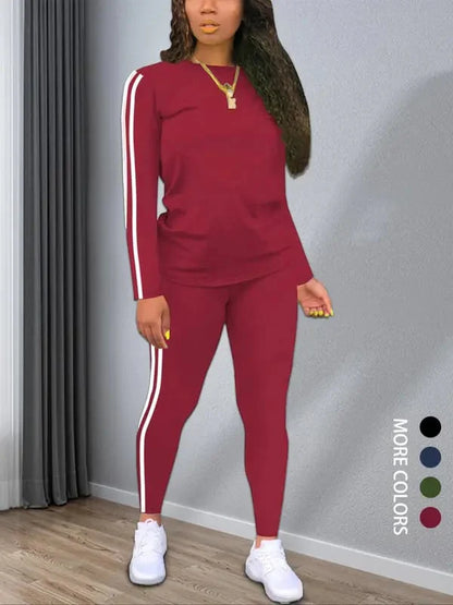 Women’s Striped Knit Long Sleeve Top & Trousers Co-Ord Set