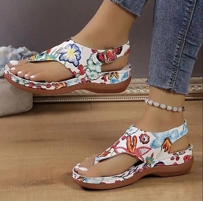 Embroidered Wedge Sandals