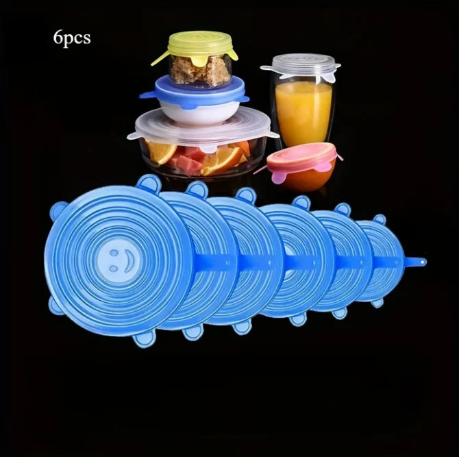 Set of 6 Reusable Silicone Stretch Lids