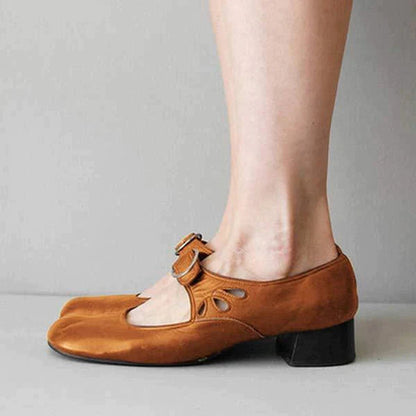 Leather-Look Wedge Buckle Sandals