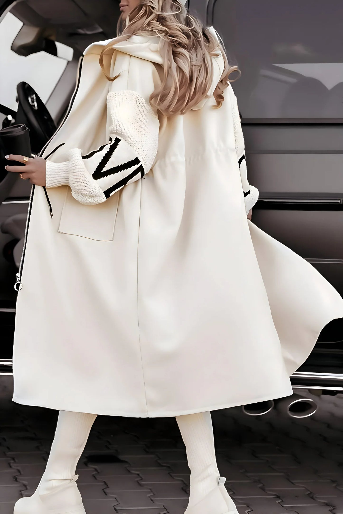Long Hooded Coat with Pockets