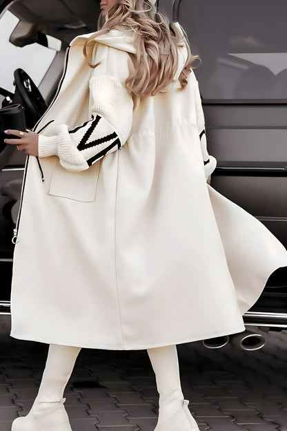 Long Hooded Coat with Pockets