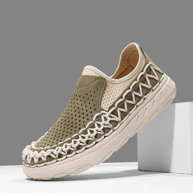 Men's Woven Perforated Slip-On Shoes