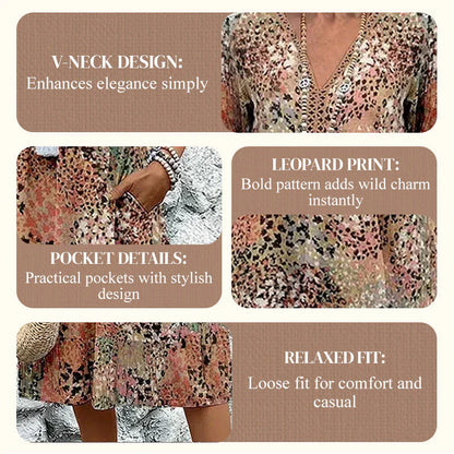 Women's Printed V-Neck Midi Dress