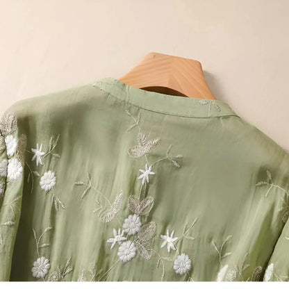 Women’s Embroidered Floral Cotton Top