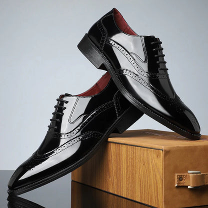Men’s Heritage Wingtip Leather-Look Brogue Shoes