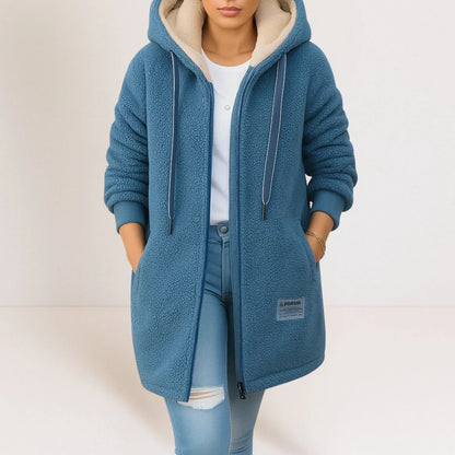 Women’s Longline Fleece-Lined Zip Hoodie Jacket