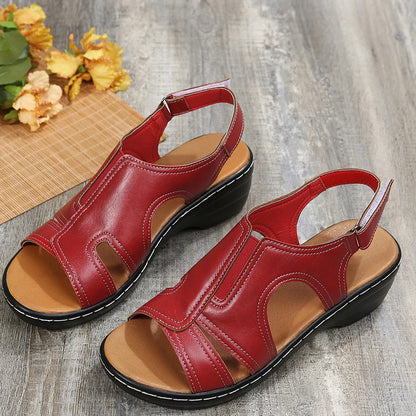 📢🔥On This Week Sale OFF 60% Women Wedge Sandals, Premium Leather-Look Sandals