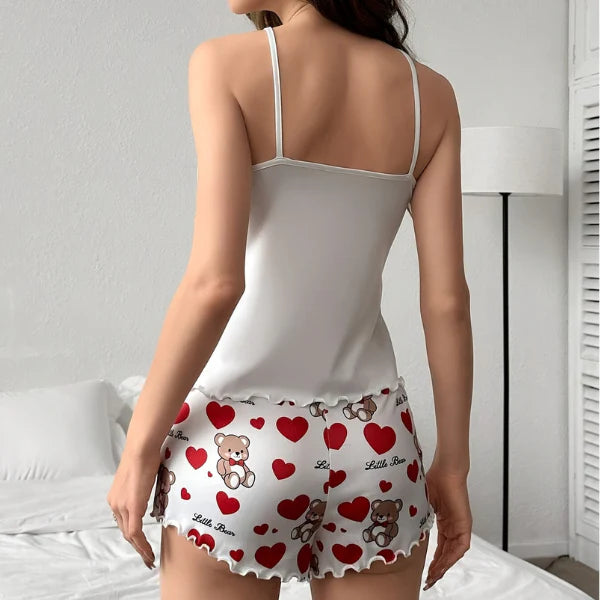 Women’s Teddy Heart Ruffle Pyjama Set