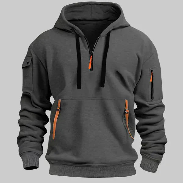 Men’s Half-Zip Utility Hoodie with Zipped Pockets